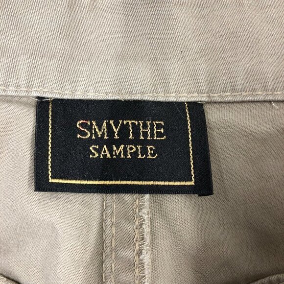 Sz S (4/6)- Smythe Tan Straight Leg Hight Rise Chino Khaki Trouser Pants‎ - Picture 11 of 15